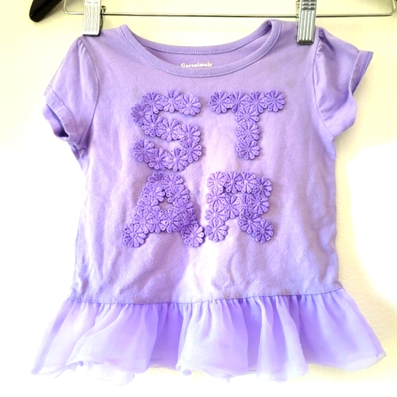 Garanimals 3T Purple Girl's Top W/ Tulle Flare Hem 3D Flowers NWOT - Picture 1 of 3